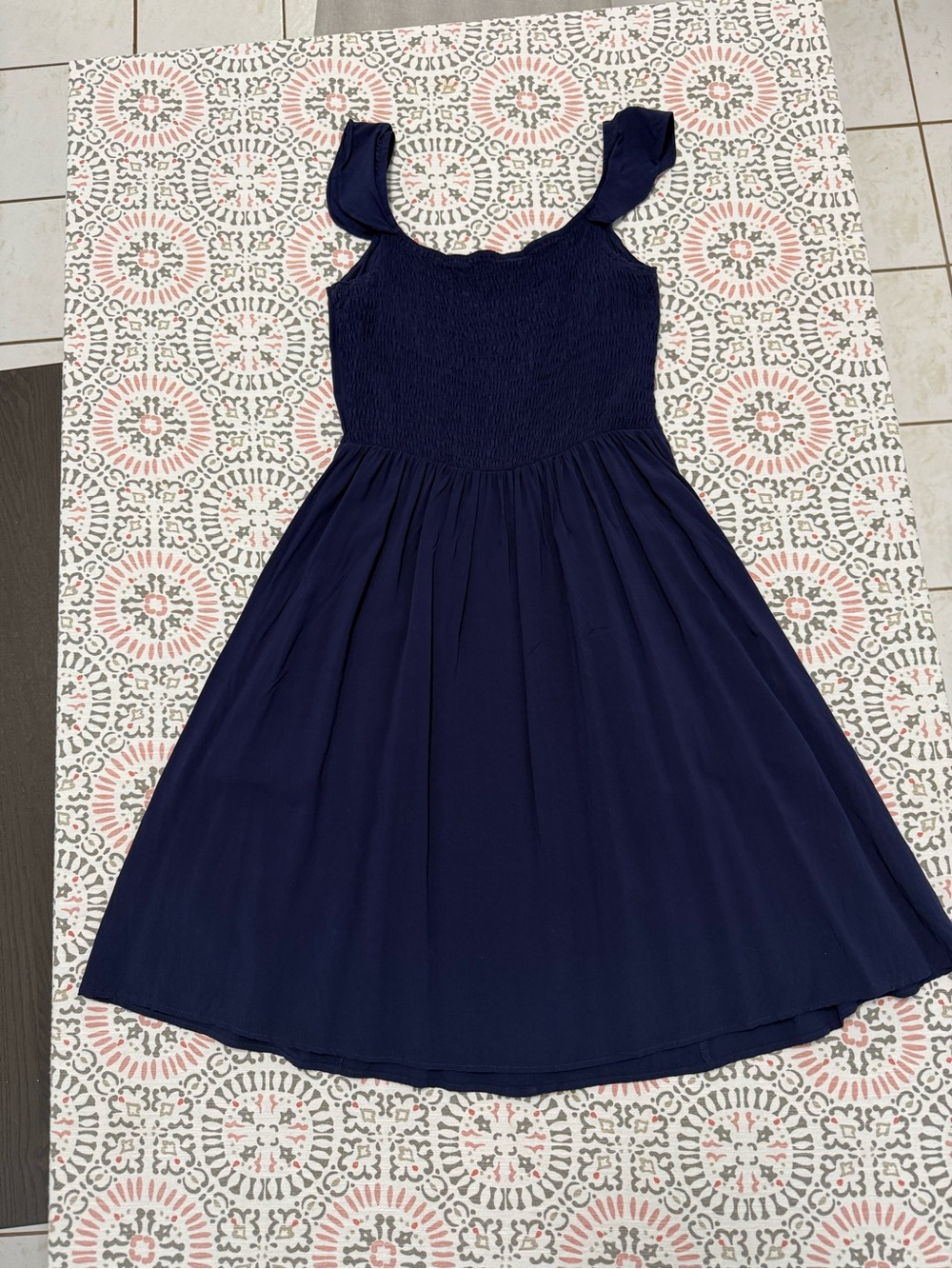 Navy Button-Front Midi Dress with Pockets - Picture 2 of 3